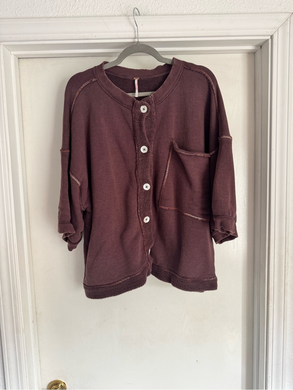 Free People Matilda Sweatshirt in Darkest Chocolate - Picture 4 of 10